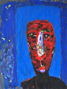 stan 01 Tête rouge acrylique sur papier fort 65x50